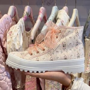 LoveShackFancy x Superga High Top Lace Up Boot Floral Sneakers Love Shack Fancy